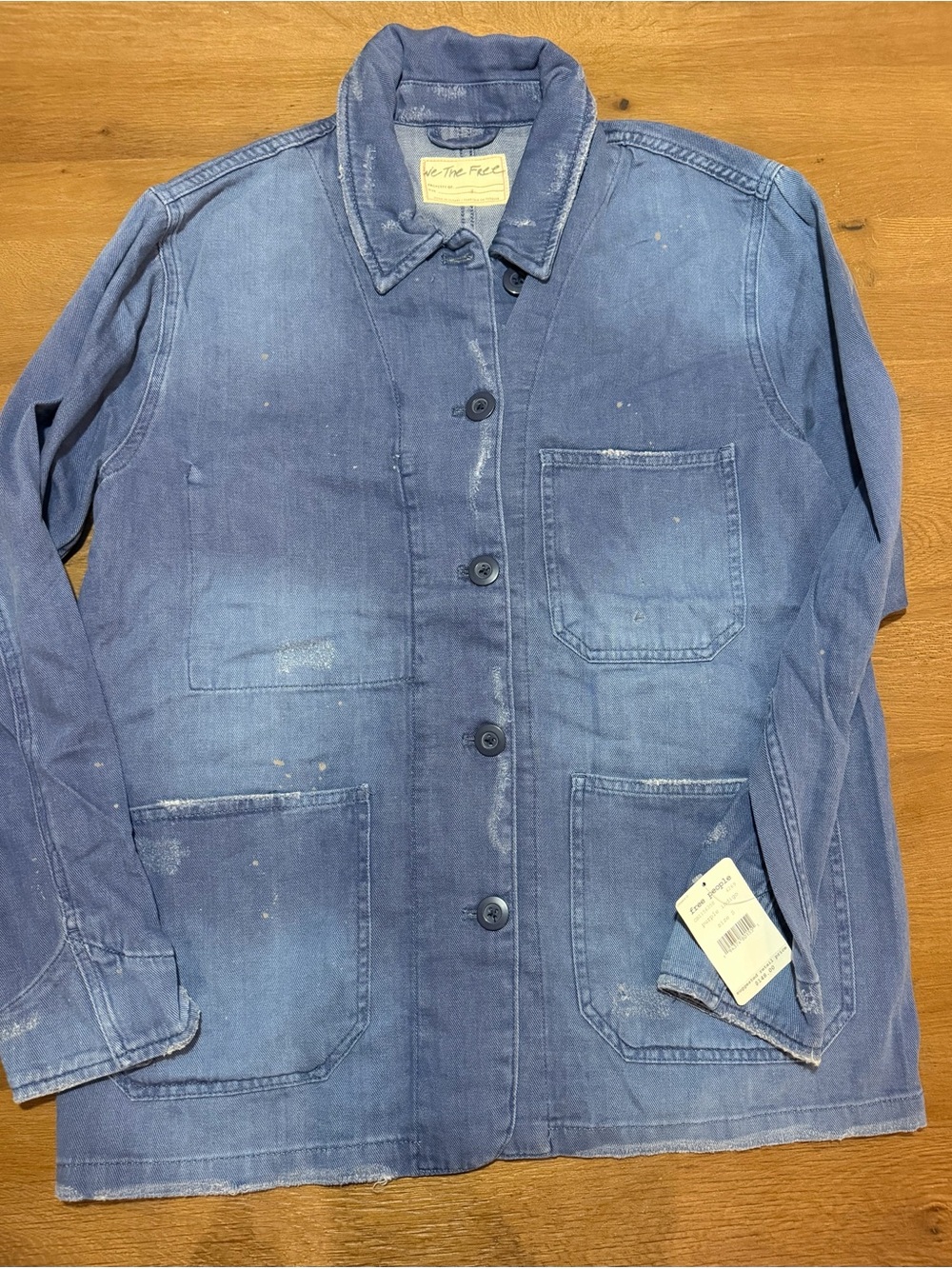 Free People We The Free Denim Workwear Jacket Size S Purple Indigo Utility Chore